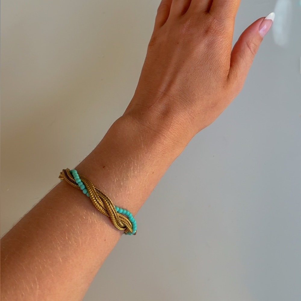 Gold and Turquoise Beaded Bracelet
